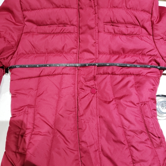 Girls Maralyn & Me Puffer Coat Size X-Small Pink Hood Faux Fur Trim - Picture 11 of 13